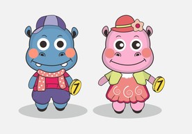 河马卡通吉祥物