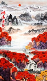 鸿运当头玄关画