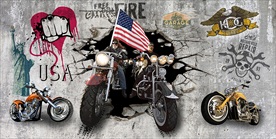 复古美式哈雷摩托车装饰画