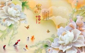 家和富贵玉雕牡丹电视背景墙