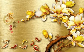 金色梅花家和富贵电视背景墙