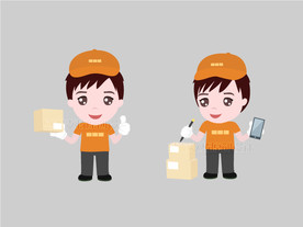 等待签收的快递小哥卡通形象