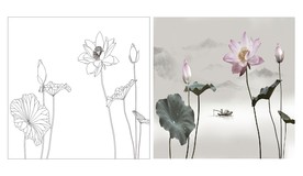 荷花船高清印刷路径矢量图