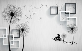 蒲公英方格电视背景墙