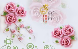 家和富贵玫瑰花电视背景墙