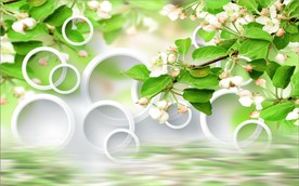 现代简约圆圈花卉电视背景墙