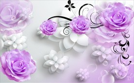 现代简约立体玫瑰电视背景墙