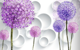 现代简约蒲公英圆圈电视背景墙