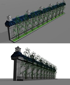 古典围墙 灯柱