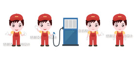 加油站小哥卡通形象