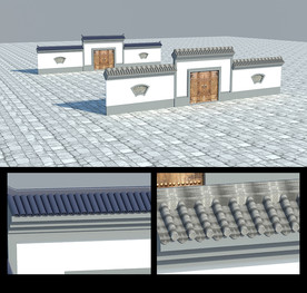 新中式景观围墙 琉璃瓦