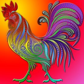 超巨大艺术风大公鸡雄鸡装饰画