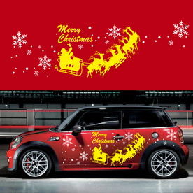红色mini圣诞元素主题车贴