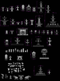 园林喷泉石CAD柱子
