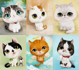 可爱卡通萌宠猫咪 无框画
