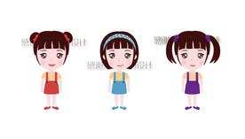 可爱小女孩卡通