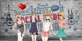 潮流个性美女装饰画背景墙