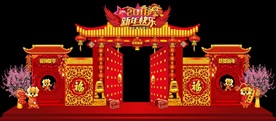 新年春节宫殿舞台门头背景