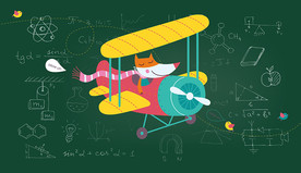 卡通飞行员儿童房背景墙