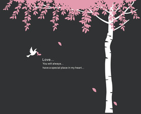 小树和鸟墙贴矢量图