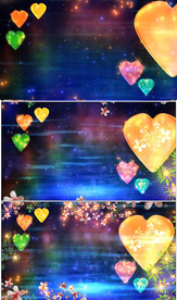 4K唯美心形浪漫花朵彩色背景