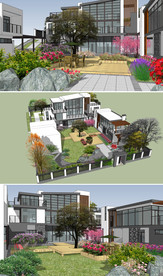 现代中式别墅庭院花园