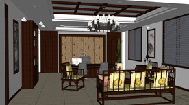 中式办公室SU模型