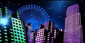 卡通动感夜景城市建筑