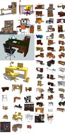 办公桌子SU模型