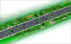 道路景观绿化效果图