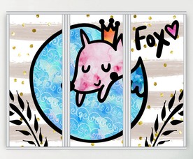 卡通狐狸三联门