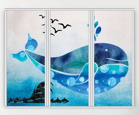 卡通鲸鱼三联门