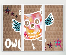 卡通猫头鹰三联门