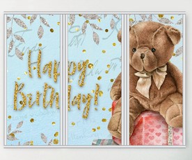 卡通泰迪熊三联门