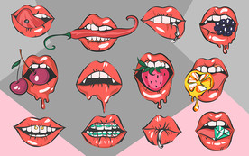 美食嘴唇时尚餐厅背景墙