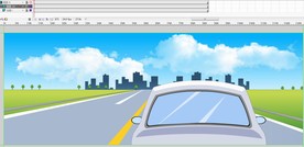 汽车往前看角度前方路面往后退