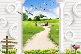 自然风景3D背景墙