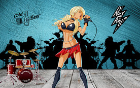 摇滚涂鸦立体背景墙