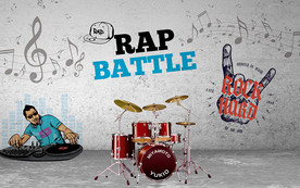 音乐涂鸦水泥墙工装背景墙