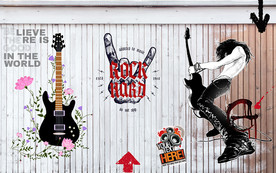 摇滚涂鸦背景墙