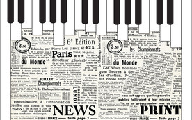 钢琴报纸背景墙