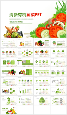 有机瓜果蔬菜工作汇报PPT模板