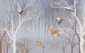 麋鹿森林背景墙