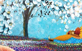 清新油画背景墙