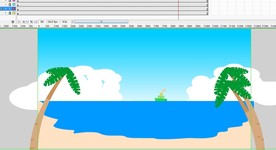 沙滩海浪海水冲击有船4秒