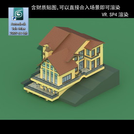 中式建筑 多层建筑 别墅模型