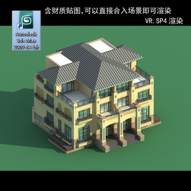 中式建筑 多层建筑 别墅模型