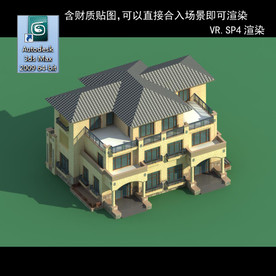 中式建筑 多层建筑 别墅模型