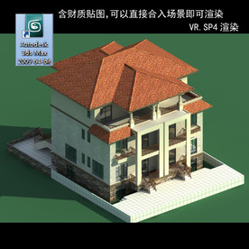 中式建筑 多层建筑 别墅模型