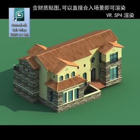 中式建筑 多层建筑 别墅模型